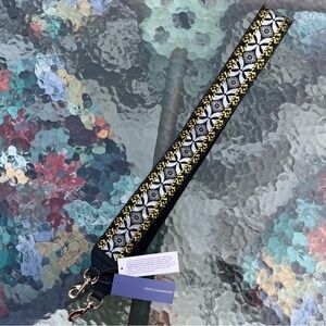 Rebecca Minkoff Black, Silver, and Gold Metallic Guitar Strap